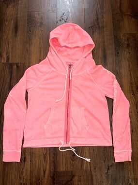 Neon Pink Zip-Up Hooded Jacket